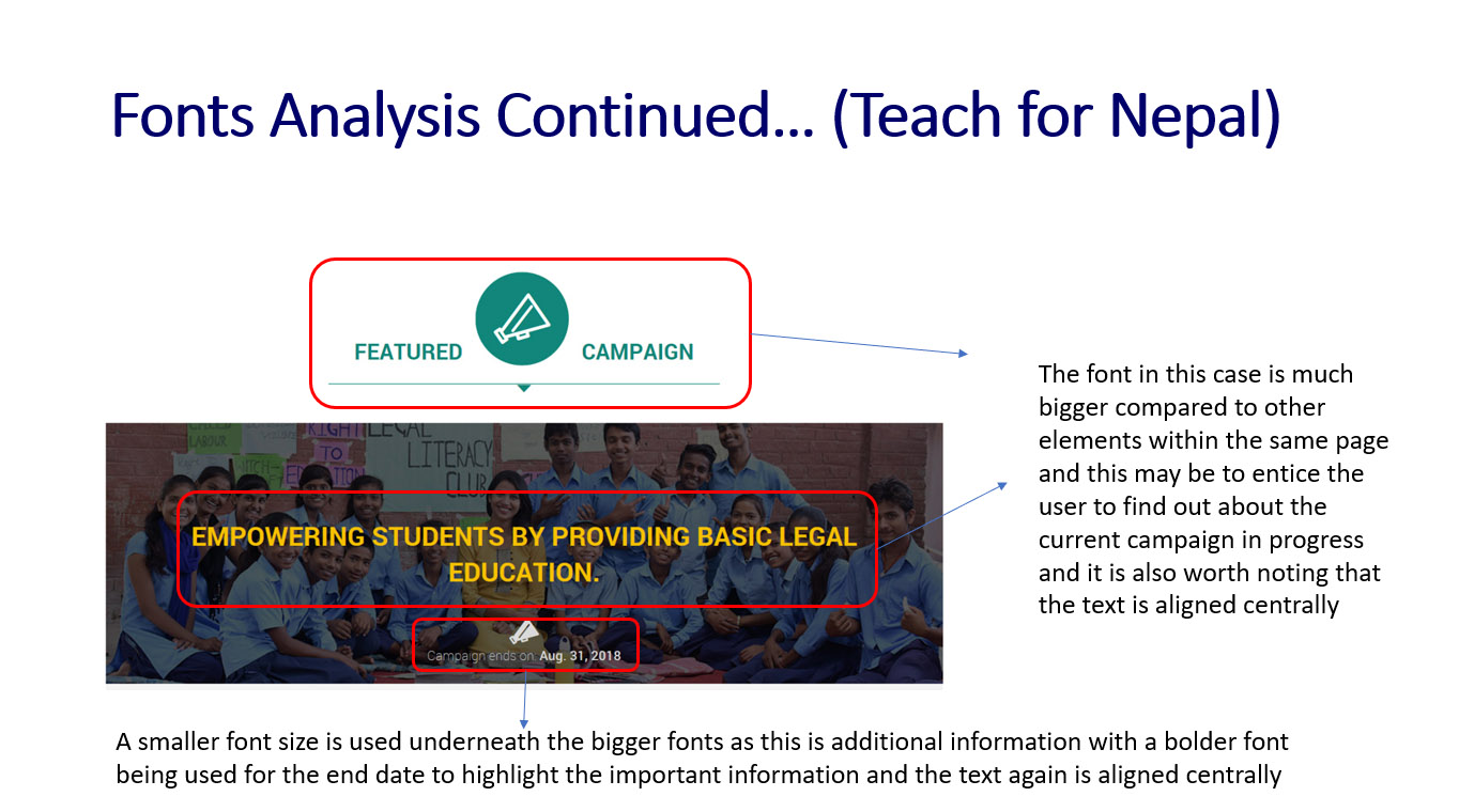 'Teach for Nepal' Website Font Analysis - Part 3