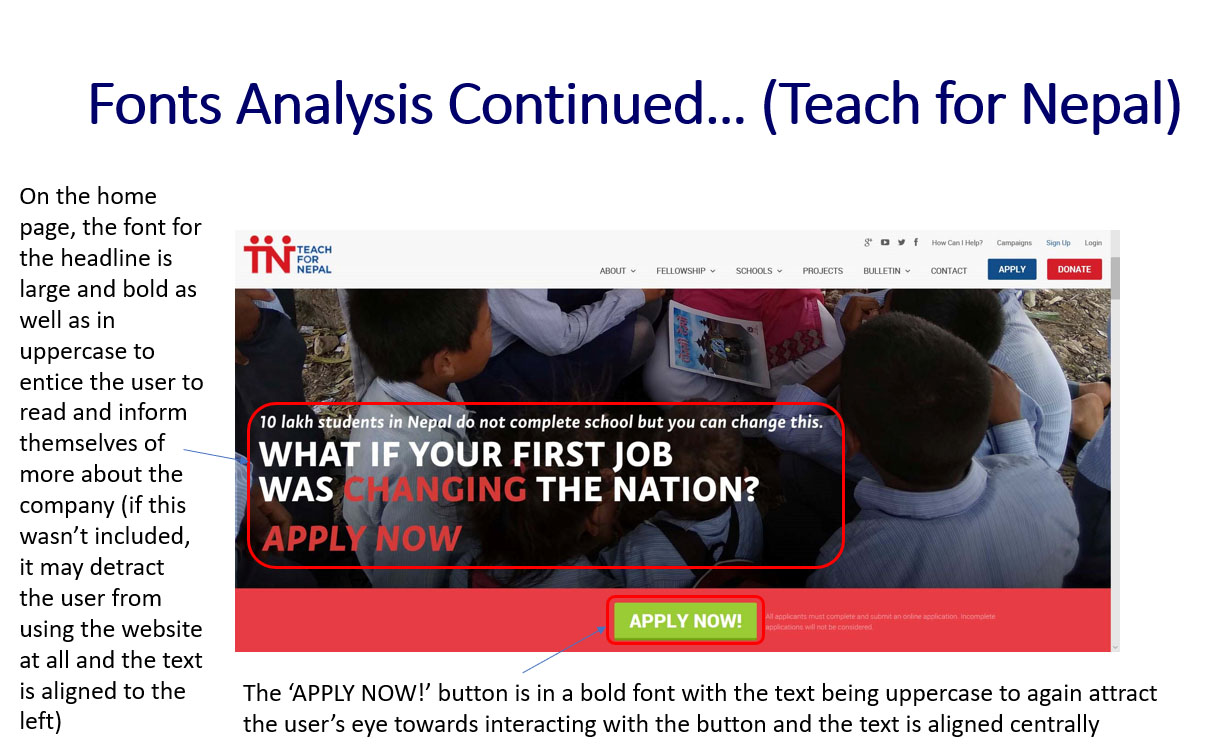 'Teach for Nepal' Website Font Analysis - Part 4
