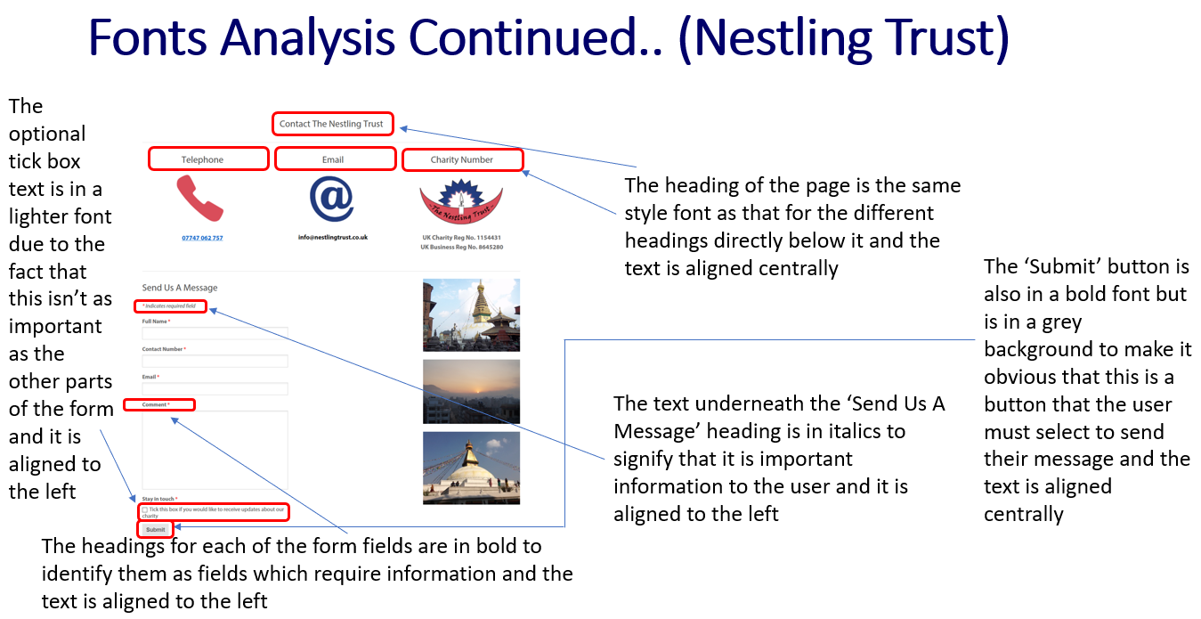 'Nestling Trust' Website Font Analysis - Part 4