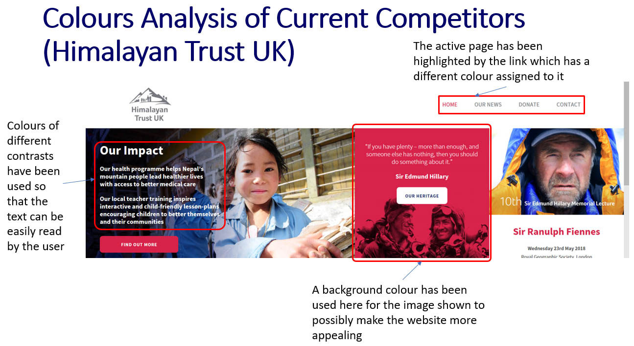 'Himalayan Trust UK' Website Colours Analysis - Part 1