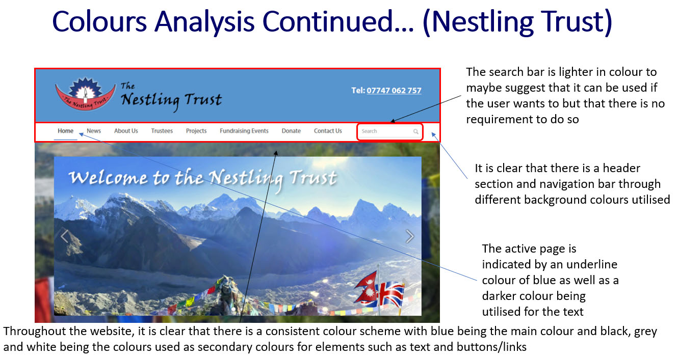 'Nestling Trust' Website Colours Analysis - Part 1