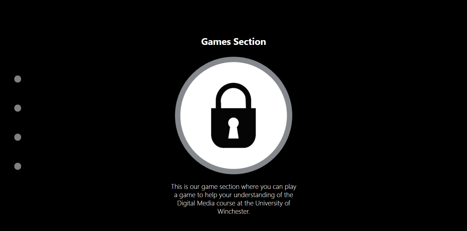 The Game Section of the Website