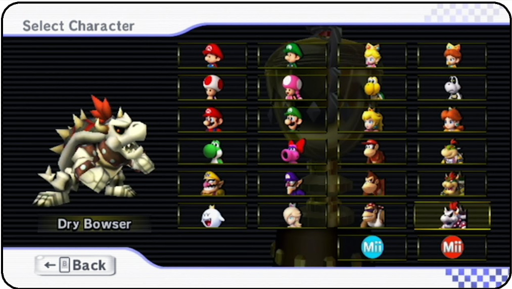 'Mario Kart' (Wii) Character Select Menu Inspiration