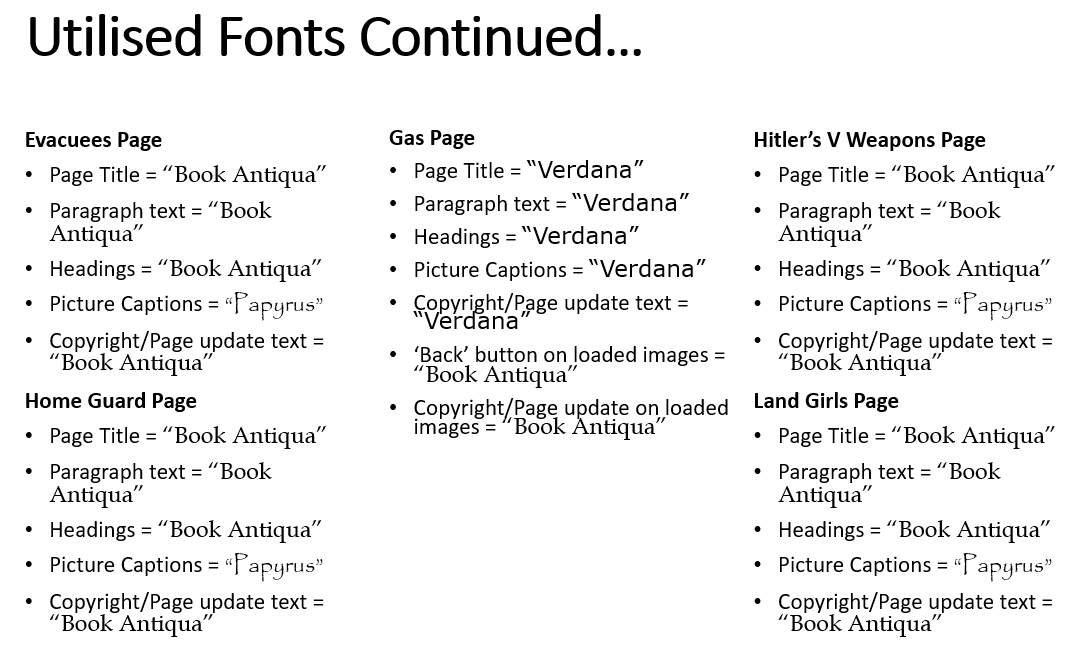 Listing the Fonts Utilised - Part 2