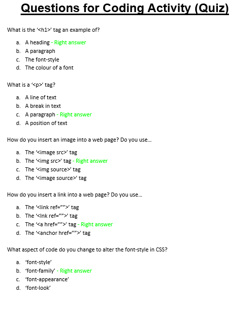 Coding Quiz Questions Part 1