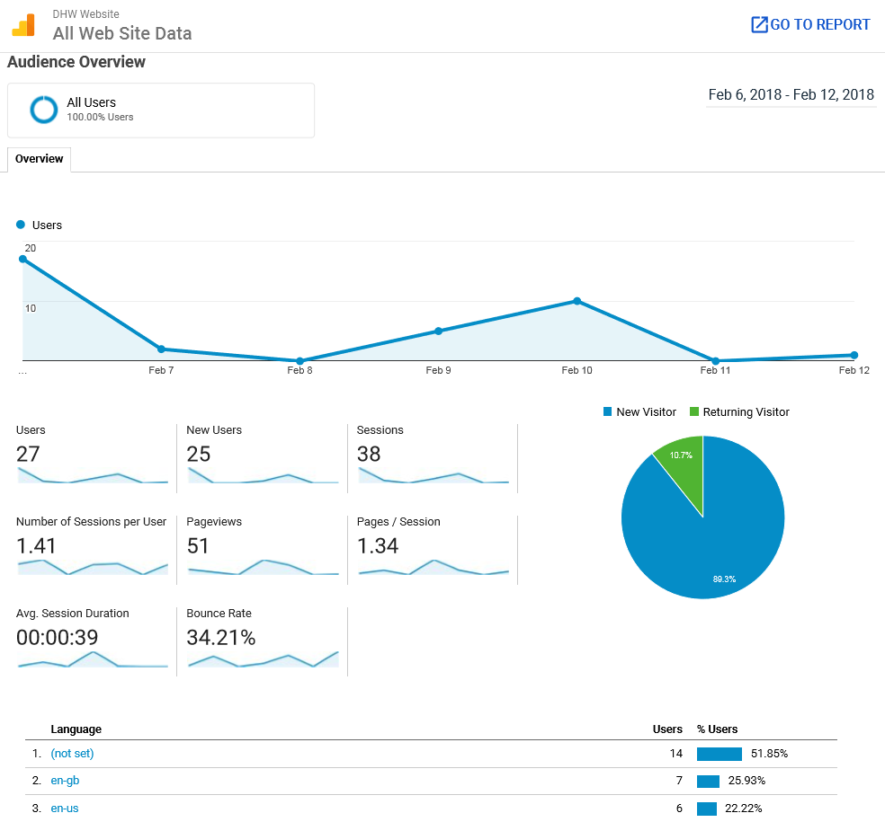 Audience Website Statistics from 'Google Analytics'