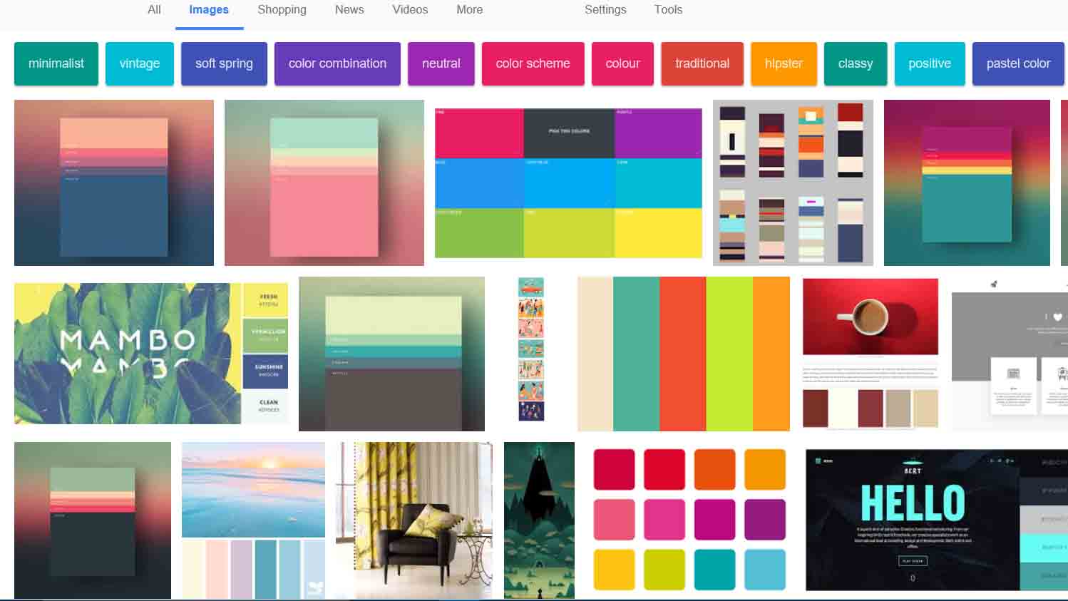 Simplistic Colour Palettes Research