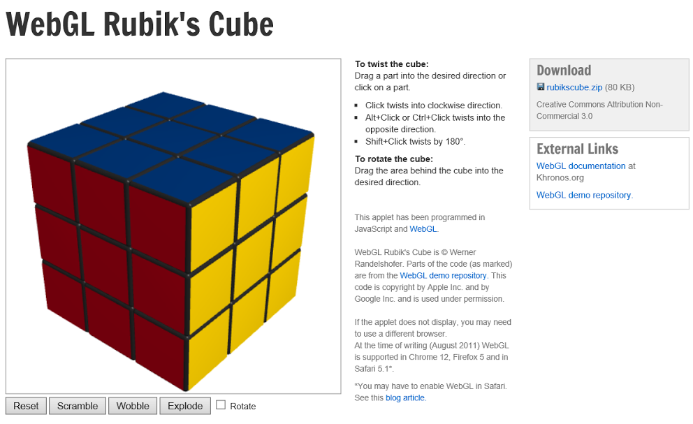 Technologies Research 2 - 'WebGL' Rubik's Cube